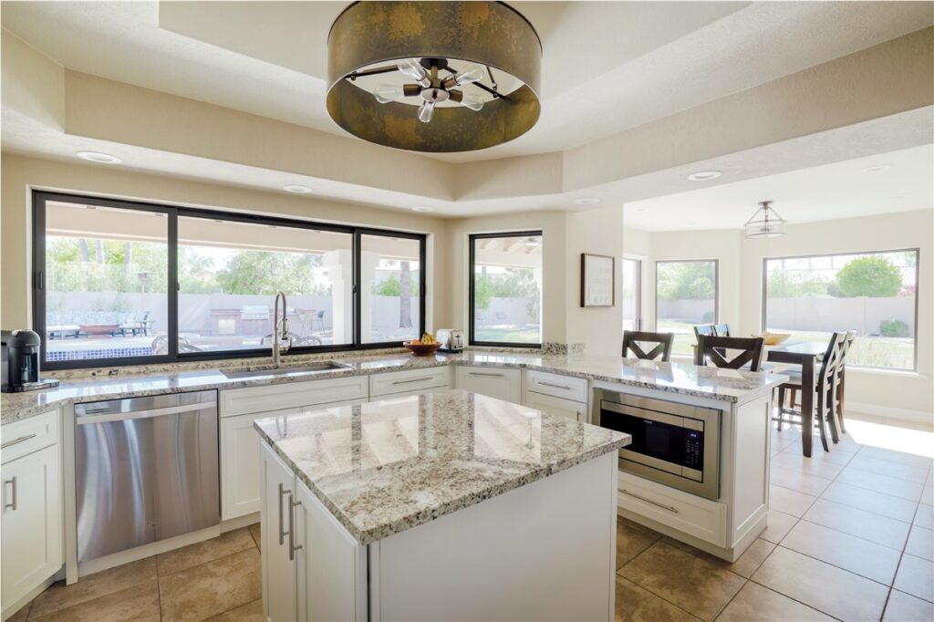 interior kitchen with slider windows