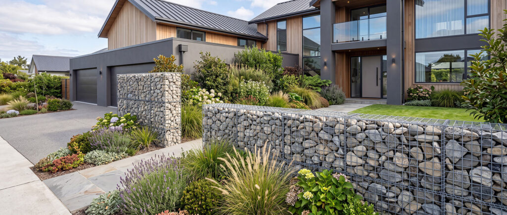 Modern home with landscaped garden.