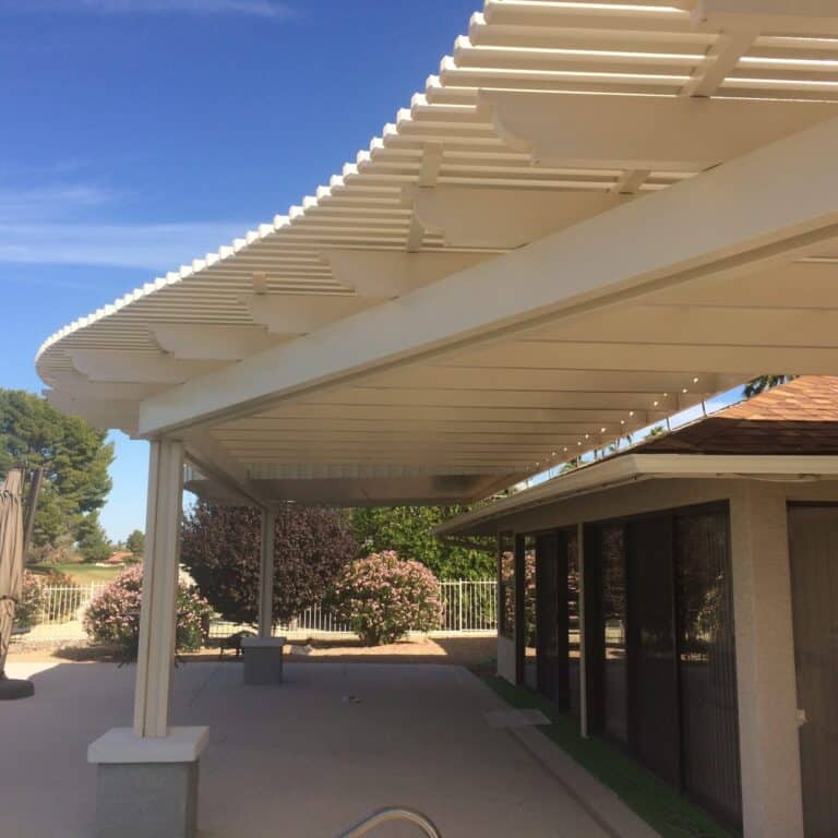 Alumawood pergola installed by Sandia Sunrooms & Windows