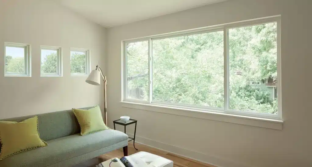 Close-up of a sliding window in a New Mexico home