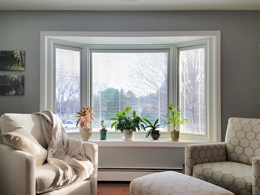 Pella White Wood Bay Window